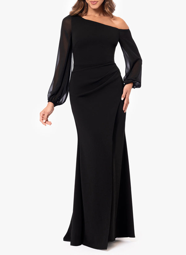 Trumpet/Mermaid Asymmetrical Floor Length  One Shoulder  Long Sleeves Mother Of The Bride Dresses Chiffon