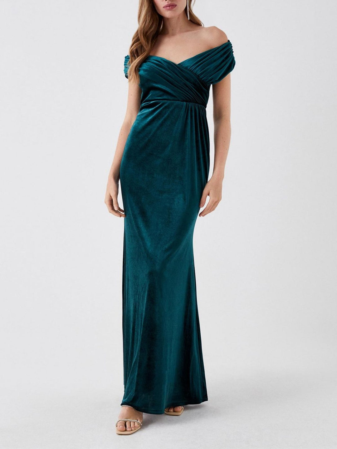 Elegant Velvet Mother of The Bride Dresses Sheath/Column Off-The-Shoulder Floor-Length Wedding Guest Party Formal Evening Gowns, As Pic Elegant Velvet Mother of The Bride Dresses Sheath/Column Off-The-Shoulder Floor-Length Wedding Guest Party Formal Evening Gowns, As Pic