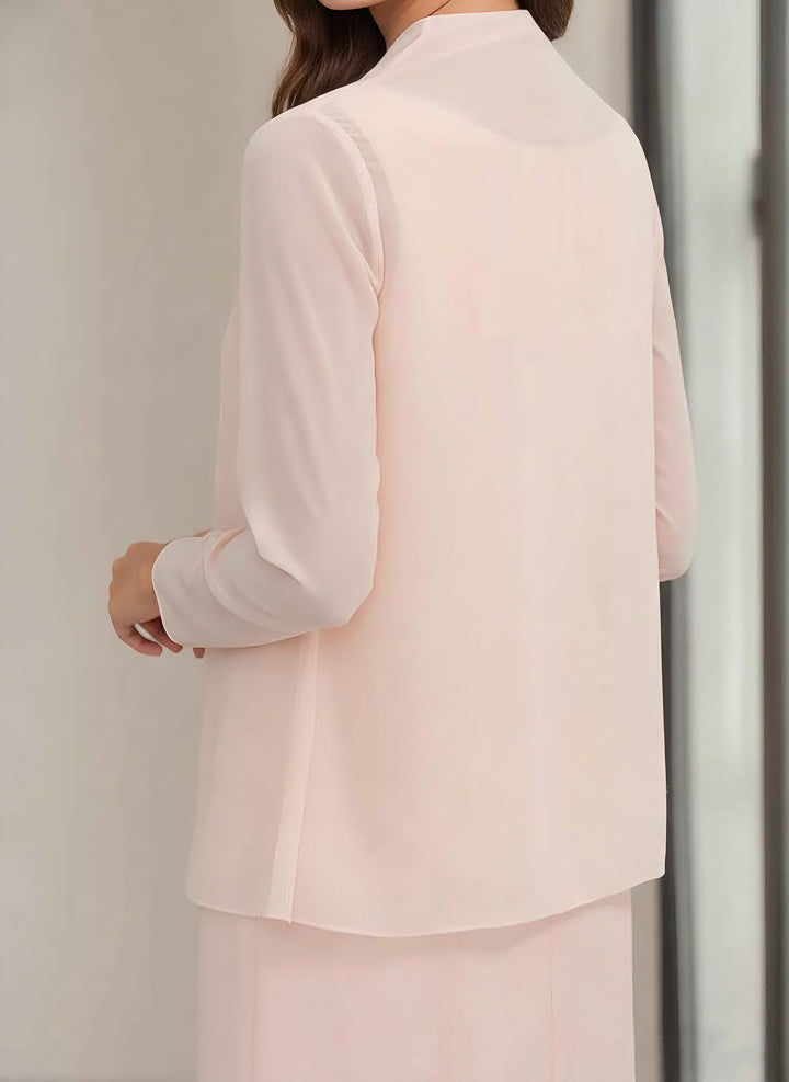 Sheath/Column Jewel Neck Tea Length Mother of the Bride Dresses with Jacket & Beading