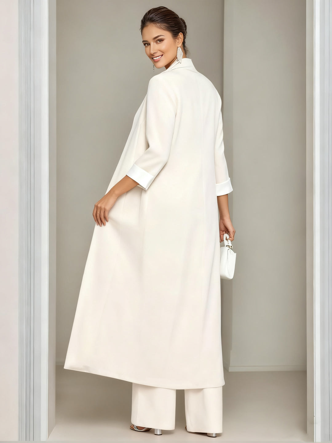 3 Pieces Square-Neck Ankle Length Mother of the Bride Pantsuits with Jacket & Appliques Lace