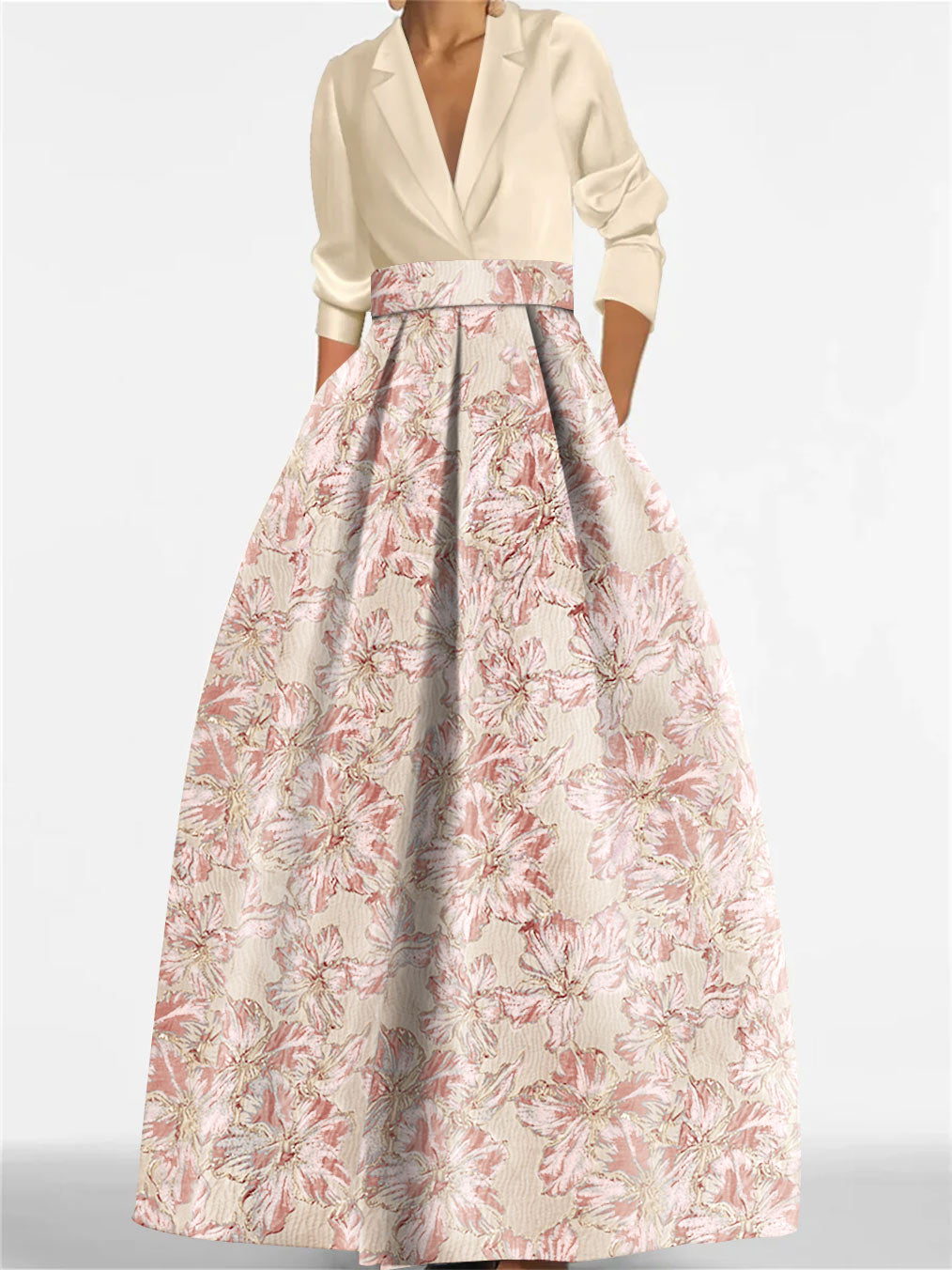printed floral mother of the groom dress with 3/4 sleeves