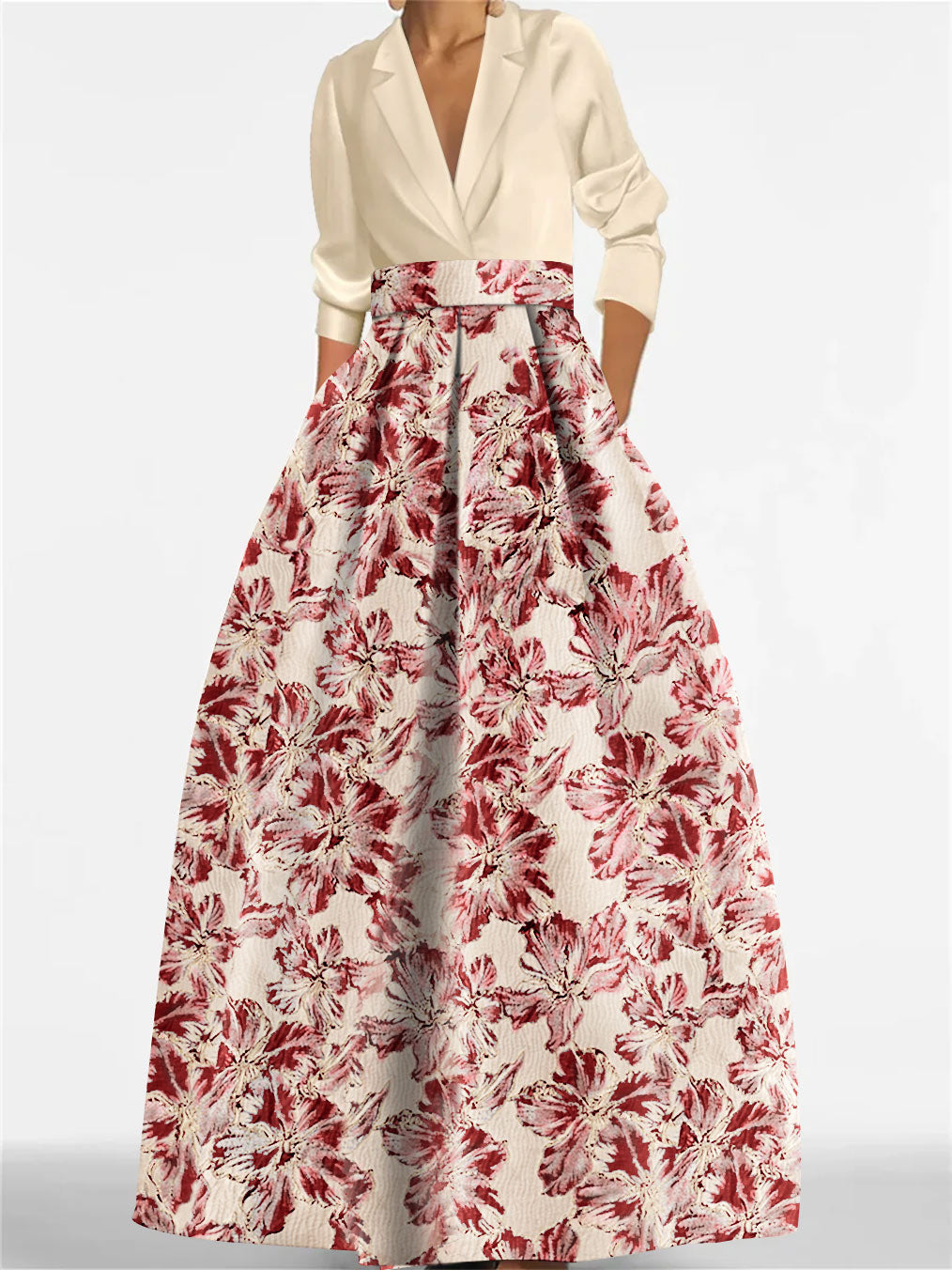A-line mother of the groom wedding dress with shirt collar