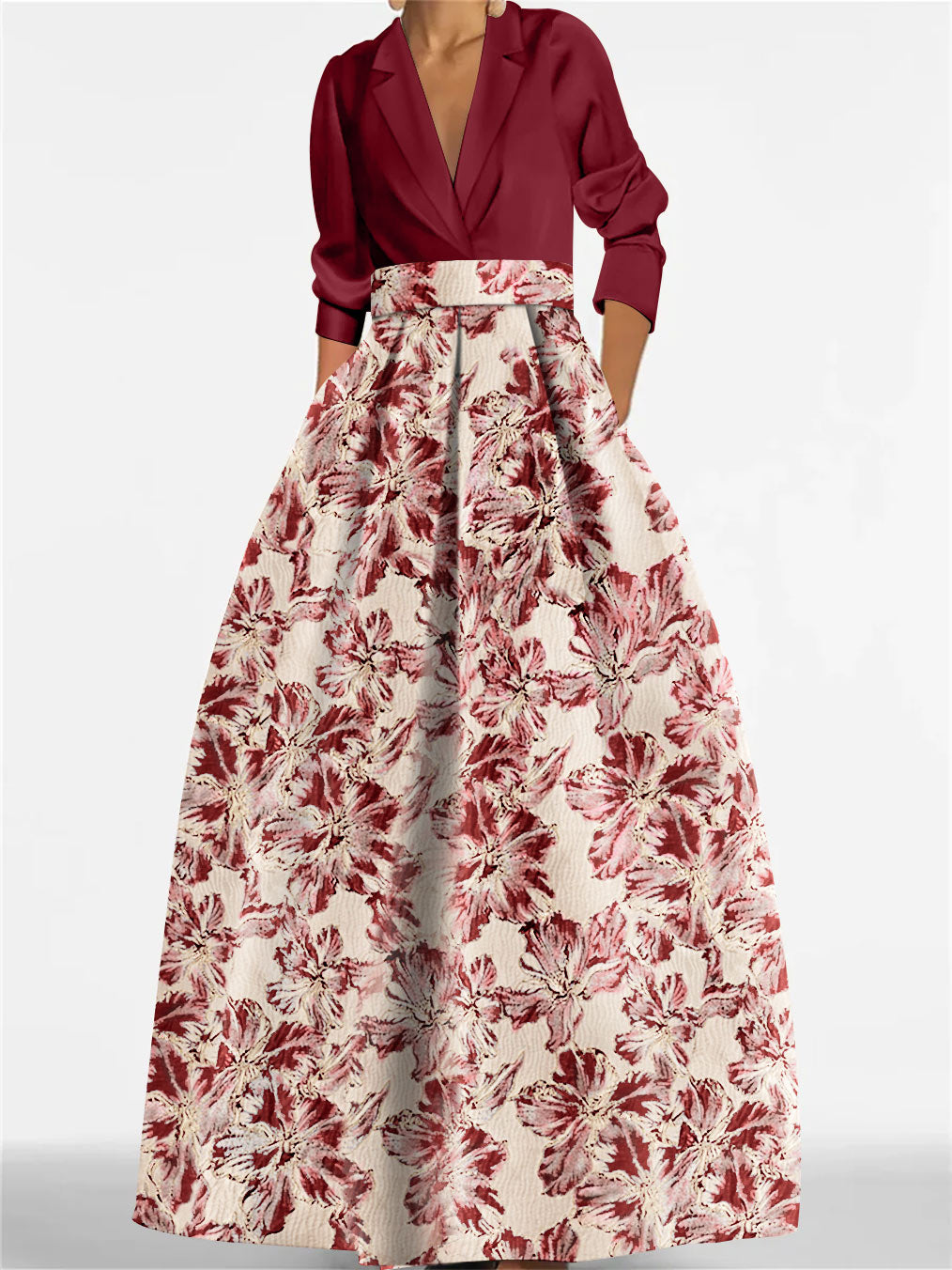 elegant printed flower dress for mother of the bride and groom