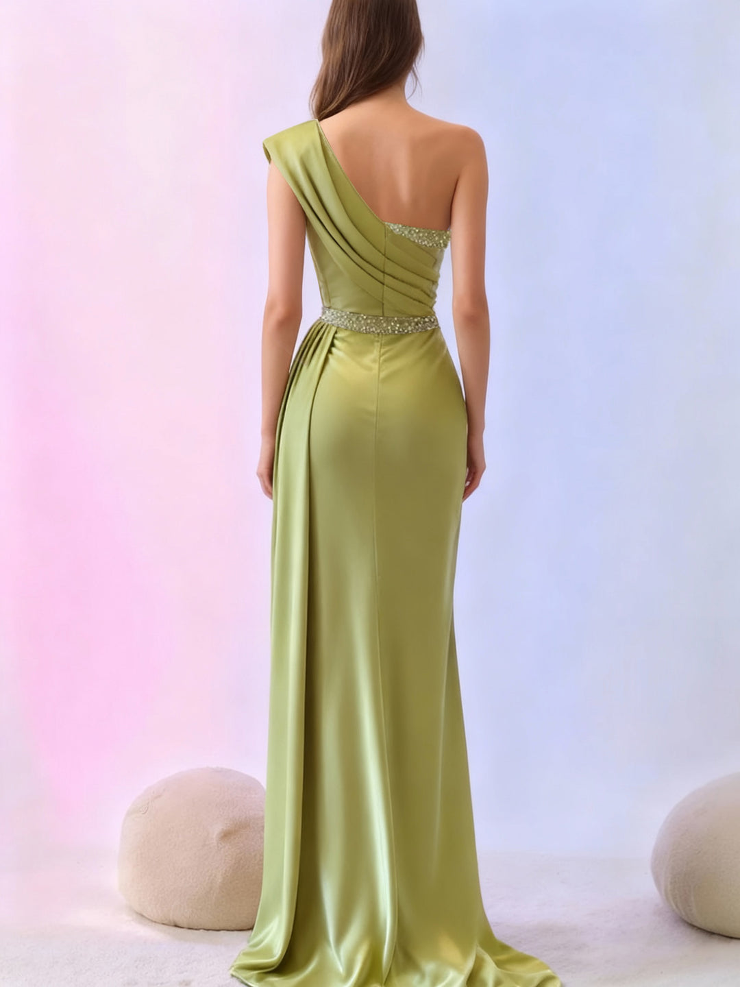 Mermaid/Trumpet One-Shoulder Sleeveless Floor-Length Mother of the Bride Dresses with Split Side & Sequins