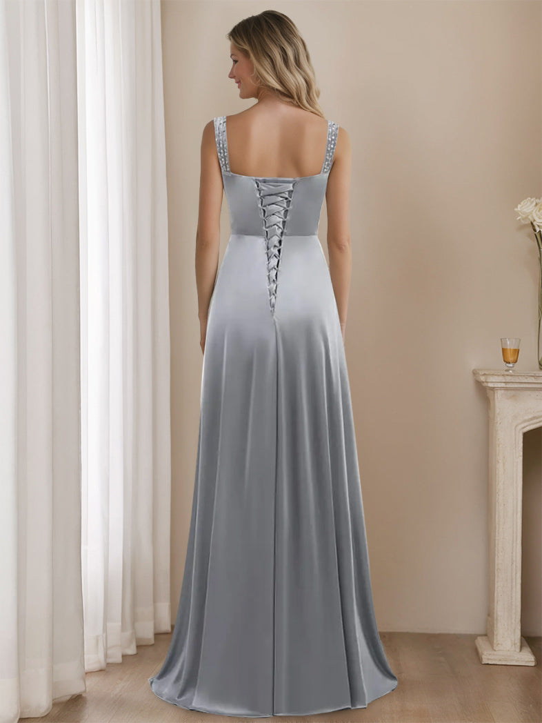 A-Line/Princess V-Neck Floor-Length Sleeveless Mother of the Bride Dresses With Rhinestone