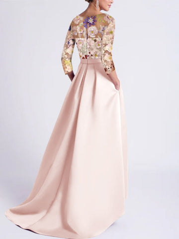 Daffodil Mother Of The Bride Dresses Floral Illusion Long Sleeves A-Line Mother Of The Bride Dress main image 1