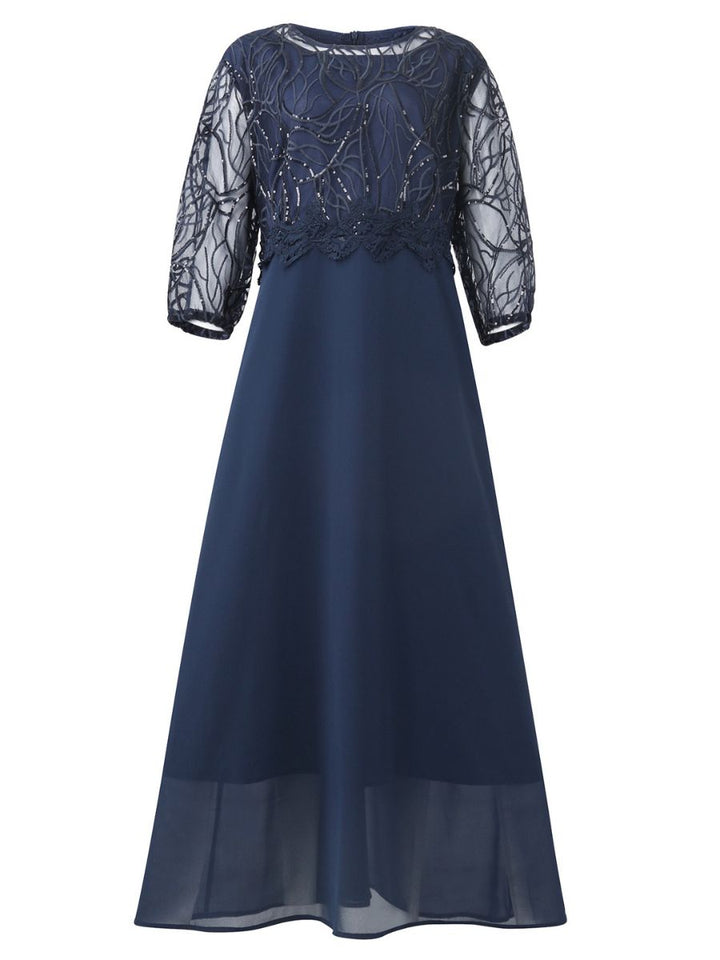 A-Line/Princess Scoop 3/4 Sleeves Ankle-Length Plus Size Mother of the Bride Dresses with Appliques