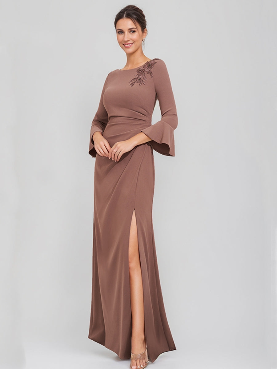 Sheath/Column Scoop Neck Mother Of The Bride & Groom Dresses with Appliques & Split Side