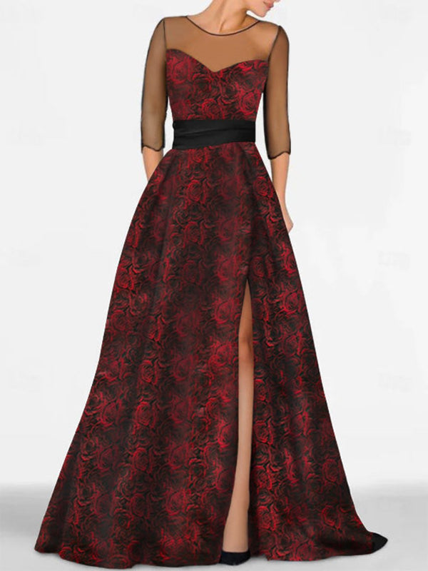 red rose floral mother of the bride dress