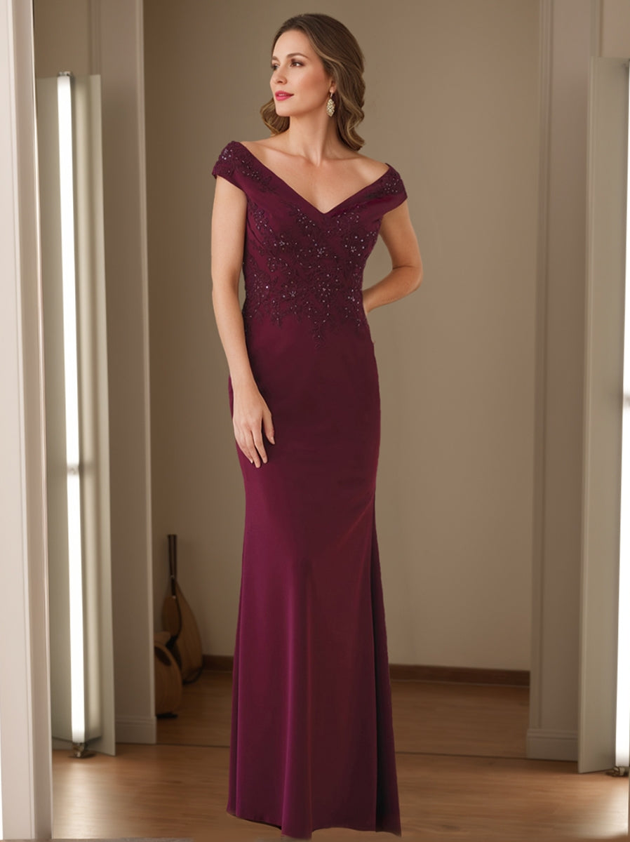 Sheath/Column V-Neck Sleeveless Mother Of The Bride Dresses with Appliques