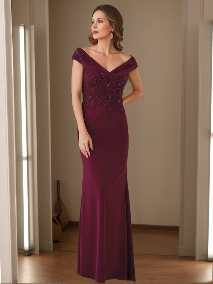 Sheath/Column V-Neck Sleeveless Mother Of The Bride Dresses with Appliques
