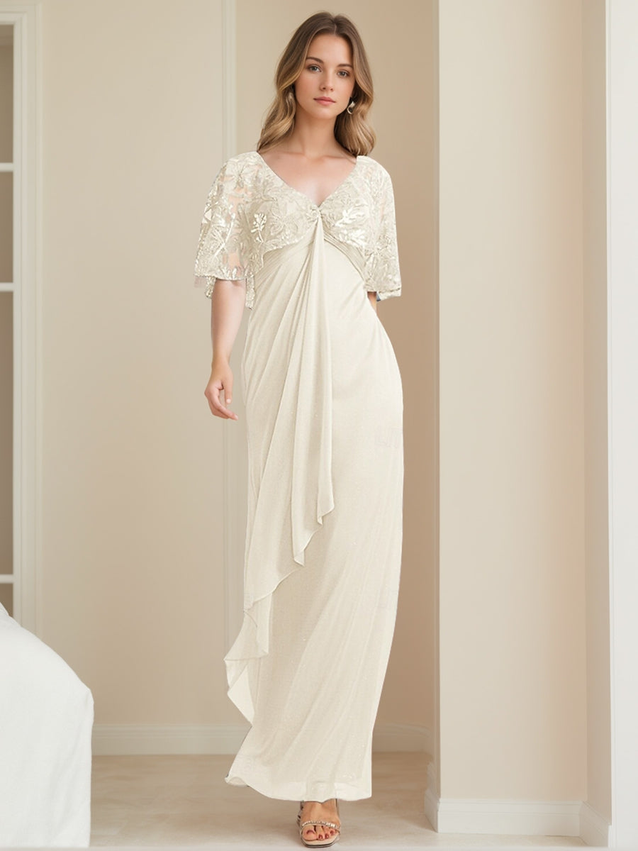 A-Line/Princess V-Neck Ankle-Length Elegant Mother of the Bride Dresses with Appliques