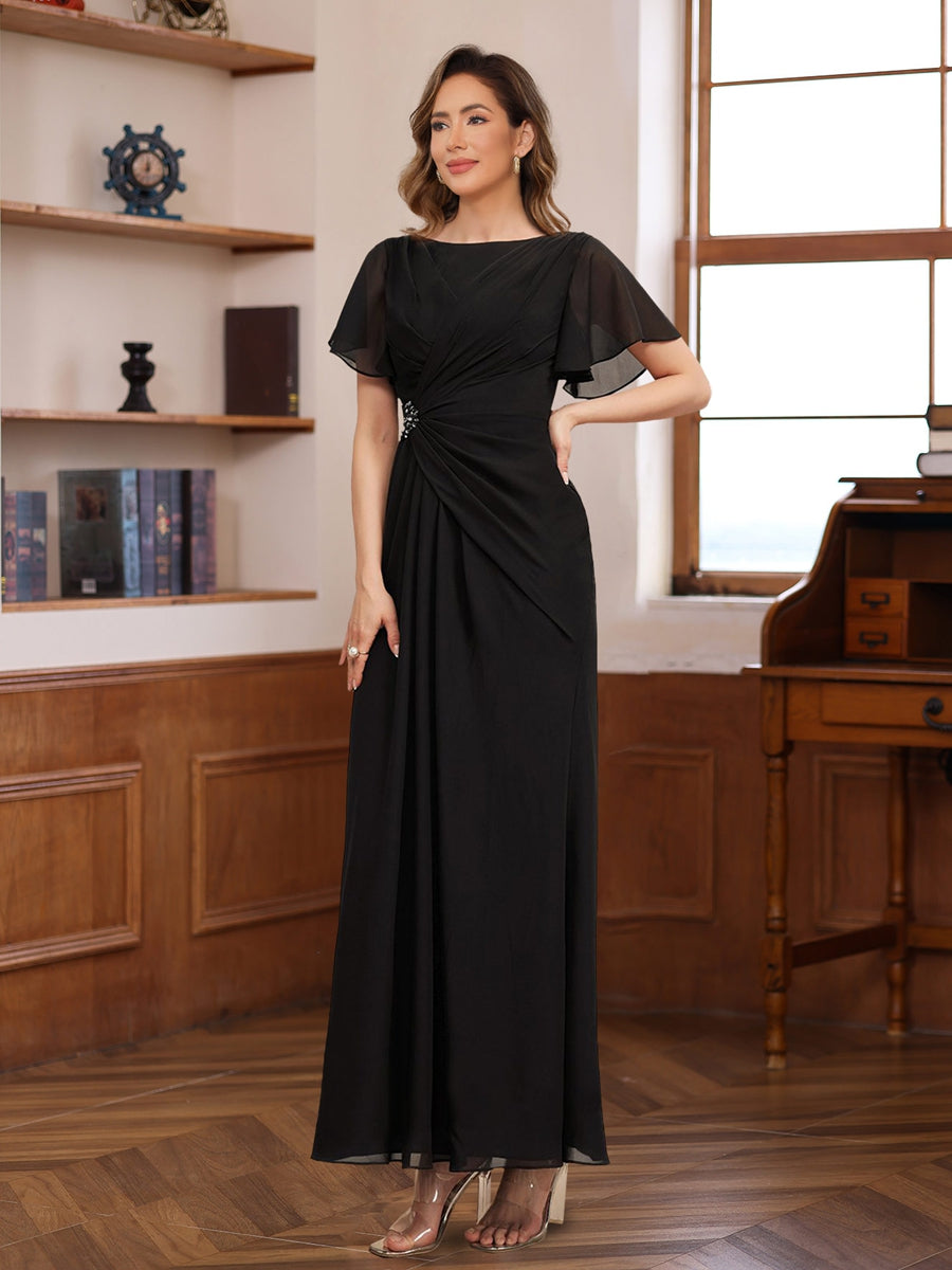 Black Mother of The Dresses 2026 Elegant Women?s A-Line/Princess Short Sleeves Formal Wedding Guest Dresses with Ruched Black Mother of The Dresses 2026 Elegant Women?s A-Line/Princess Short Sleeves Formal Wedding Guest Dresses with Ruched