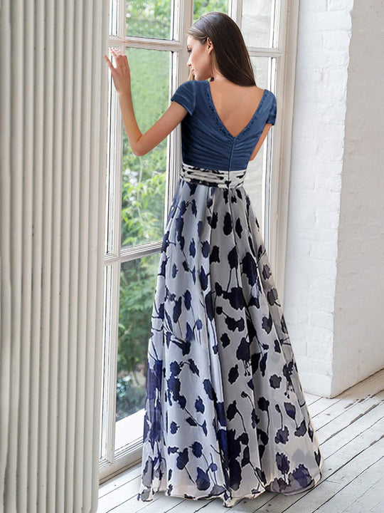 A-Line/Princess V-Neck Short Sleeves Bow Baby Shower Wedding Dresses with Ruffles main image 1