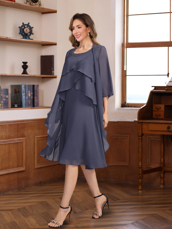 knee length dresses for ladies A-Line Chiffon Long Mother of the Bride Dresses with Jacket knee length dresses for ladies A-Line Chiffon Long Mother of the Bride Dresses with Jacket