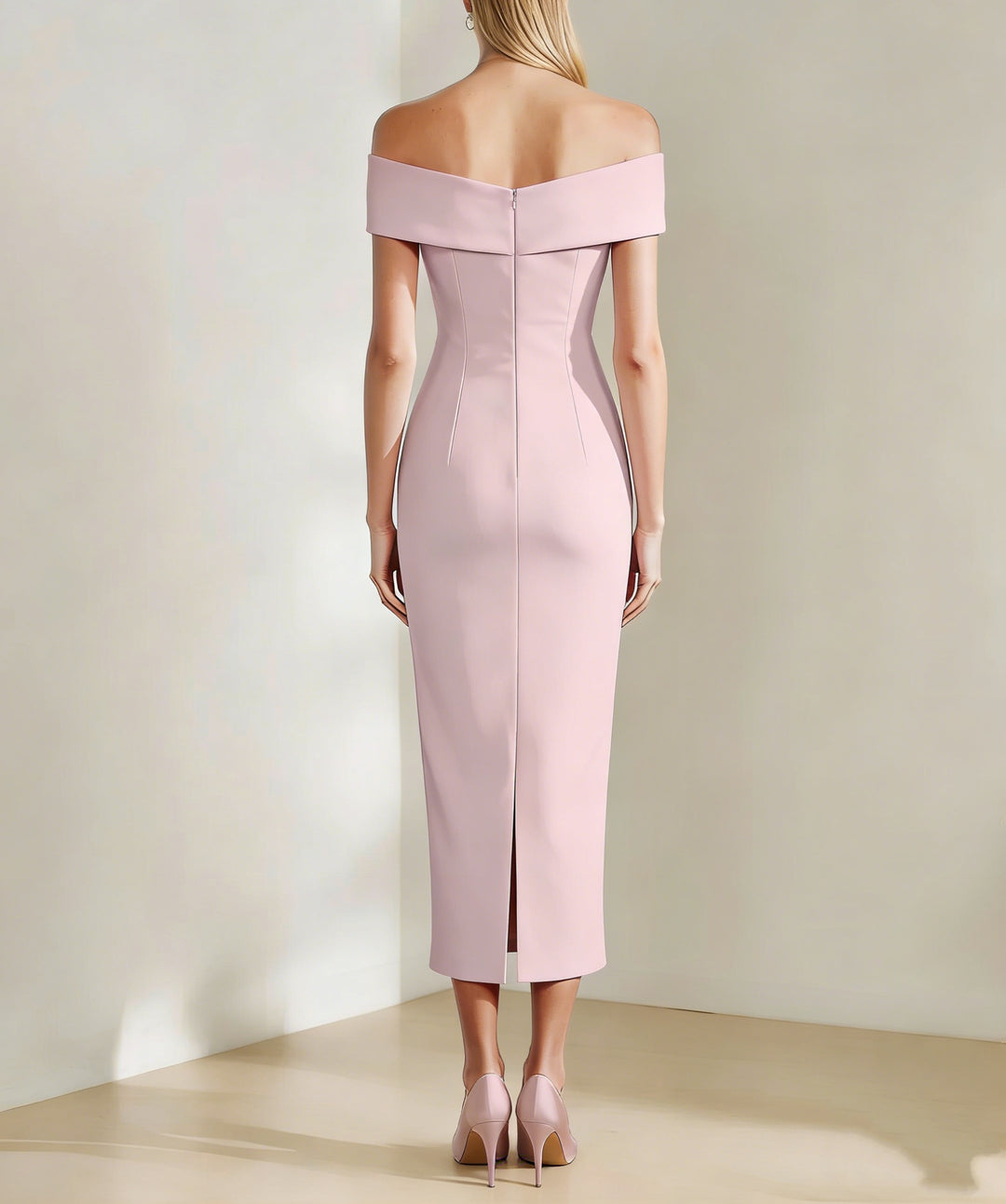 Sheath/Column Off-the-shoulder Tea-Length Mother of the Bride Dresses with 3D Flowers