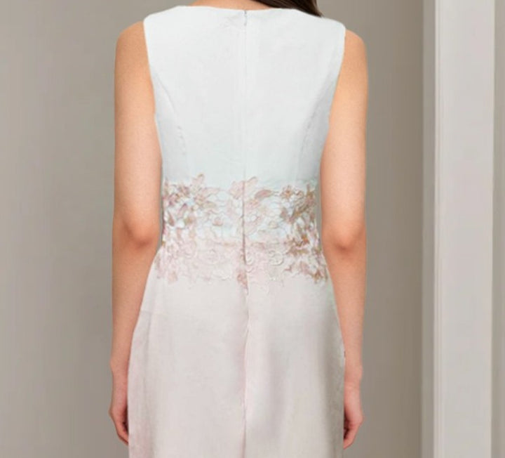 2 Pieces Round Neck Tea-Length Mother of the Bride Dresses with Jacket & Lace Appliques