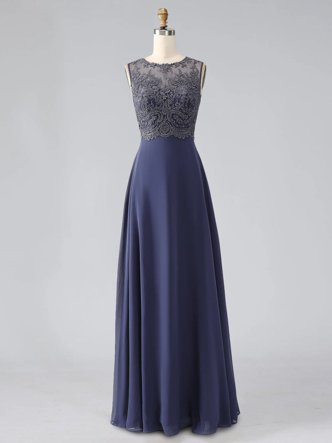 A-Line/Princess Scoop Sleeveless Floor-Length Pleated Mother of the Bride Dresses with Lace Appliques & Rhinestones & Shawl