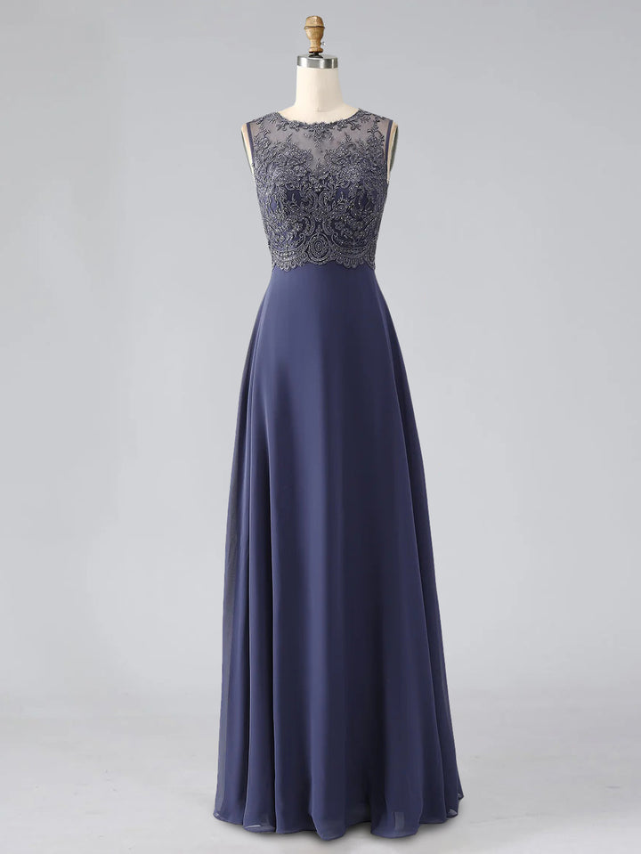 A-Line/Princess Scoop Sleeveless Floor-Length Pleated Mother of the Bride Dresses with Lace Appliques & Rhinestones & Shawl