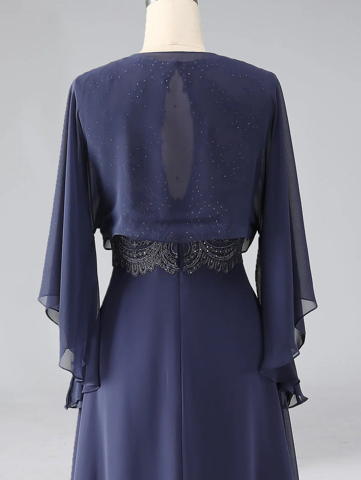 A-Line/Princess Scoop Sleeveless Floor-Length Pleated Mother of the Bride Dresses with Lace Appliques & Rhinestones & Shawl