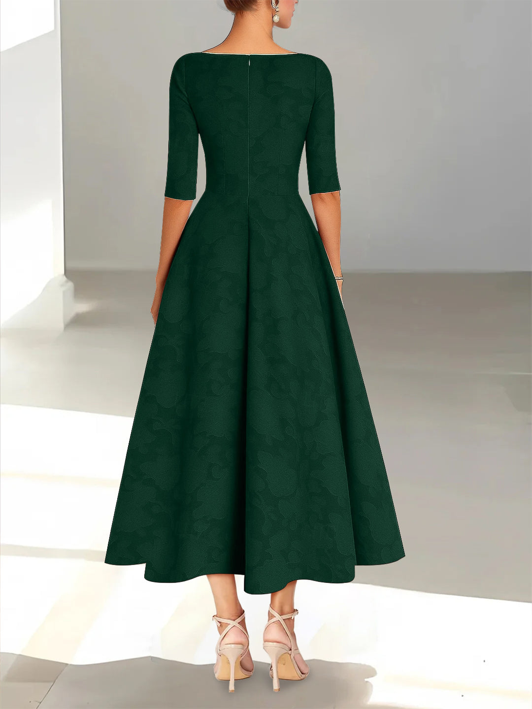 A-Line/Princess Half Sleeves Ankle Length Rose Lace Applique Mother Of The Bride Dresses  & Groom With Pockets