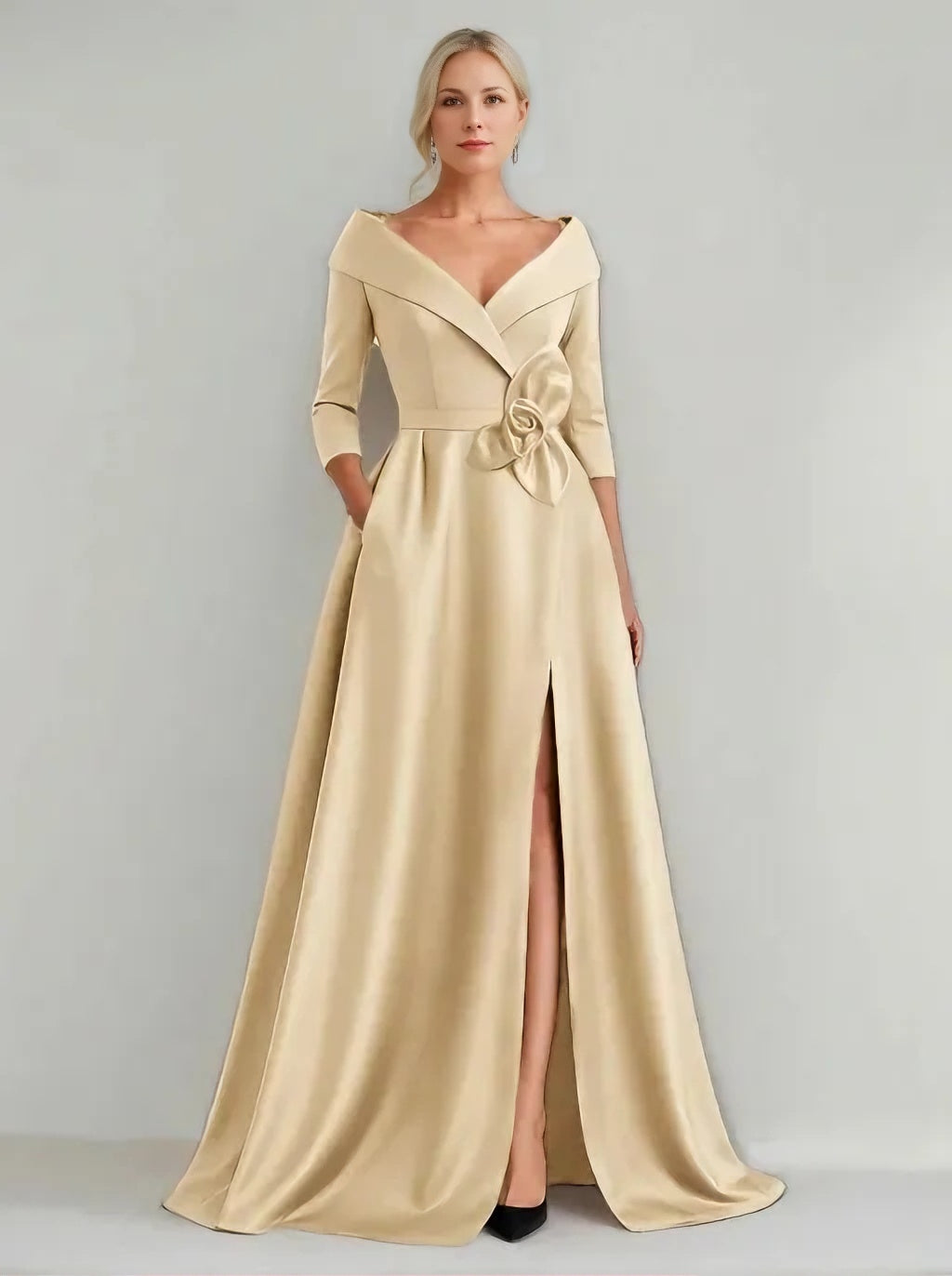 A-Line/Princess Scoop Sleeveless Asymmetrical Mother of the Bride & Groom Dresses with Appliques & Pocket