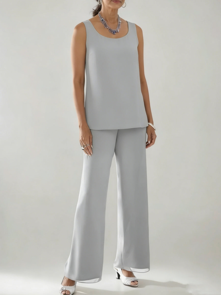 3 Pieces Scoop Neck 3/4 Sleeves Ankle-Length Mother of the Bride Pantsuits with Lace & Sequins & Jacket