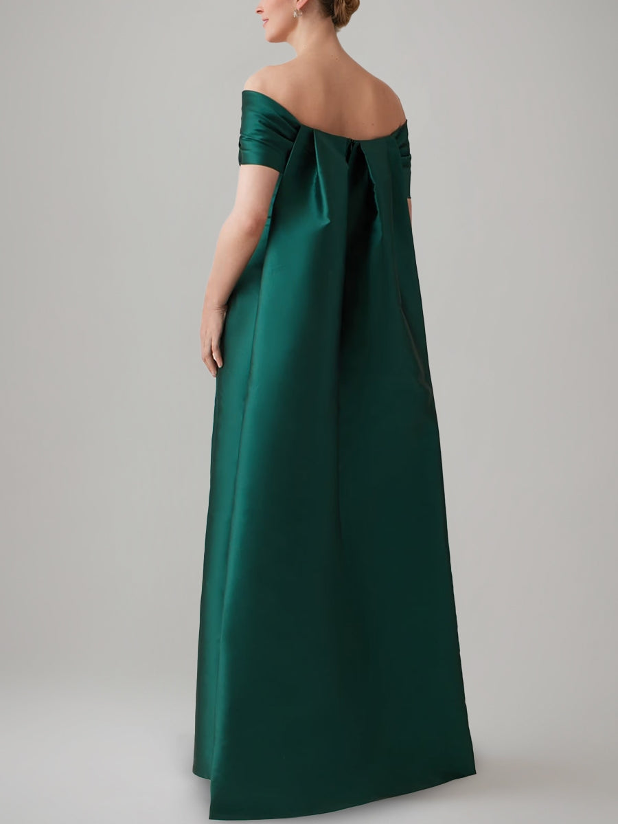 Sheath/Column Off-the-Shoulder Floor-Length Mother of the Bride Dresses with Removable Cape Satin