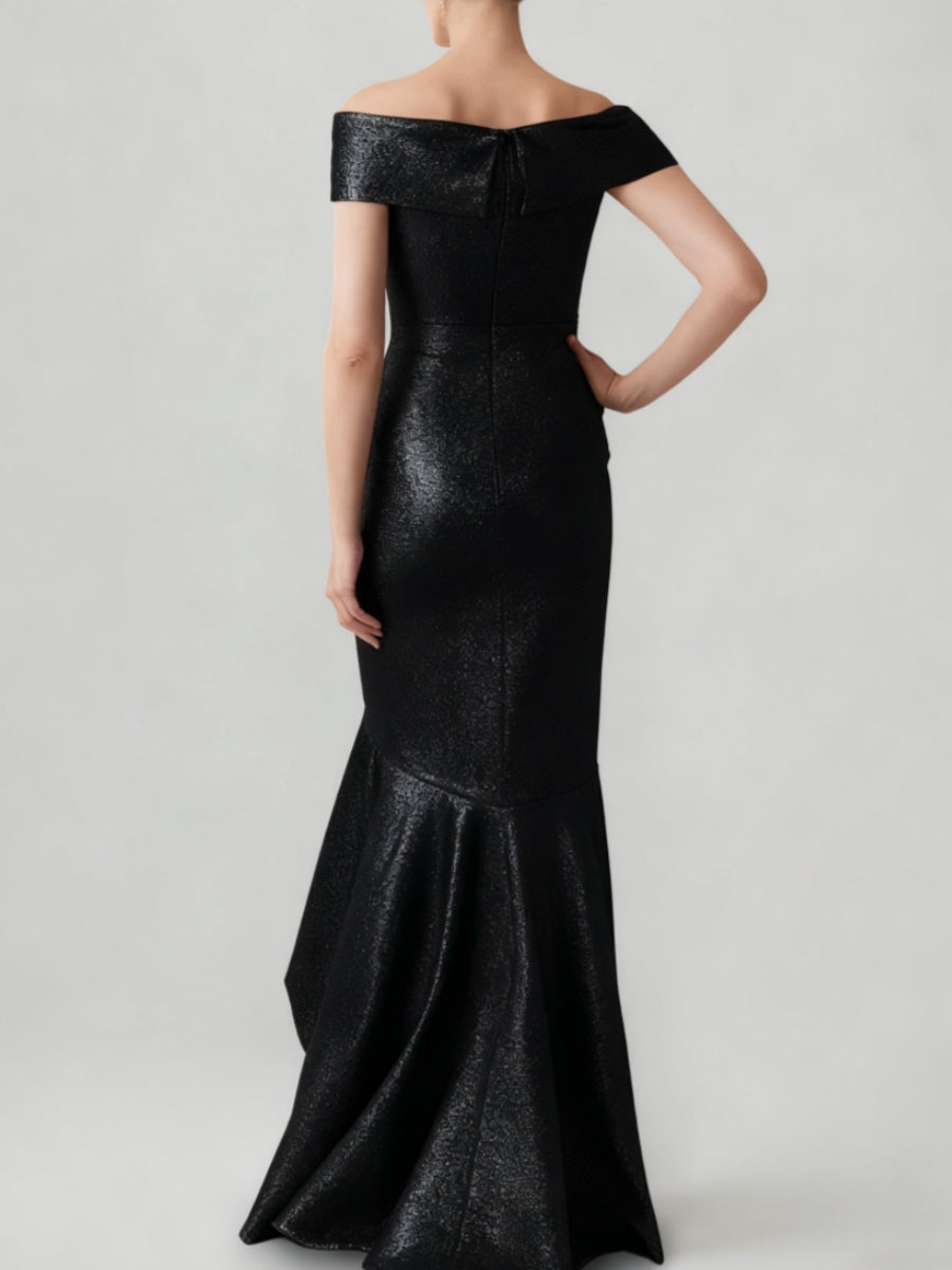 Trumpet/Mermaid Off-the-Shoulder Evening Dresses Ruffles Metallic Thread Party Dresses