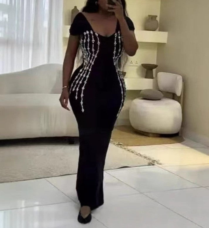 Sheath/Column V Neck Mother of the Bride Dresses Short Sleeves Party Dresses Ankle-Length Stretch Satin