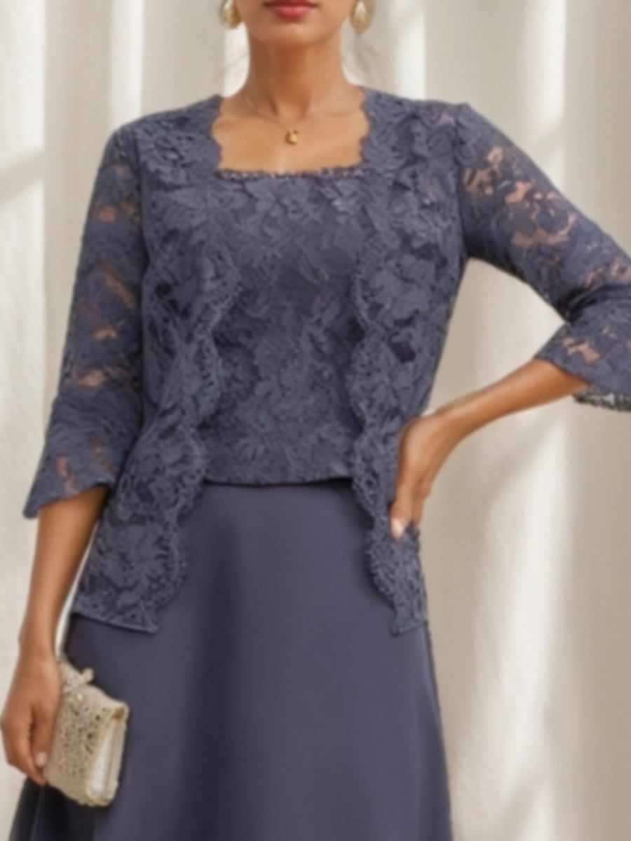 Women's Coats /Jackets 3/4 Length Sleeves Floral Lace