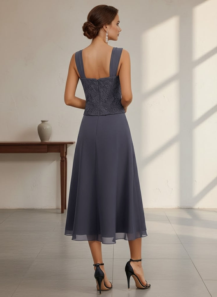 A-Line/Princess Half Sleeves Tea-Length Mother of the Bride Dresses with Jacket Lace