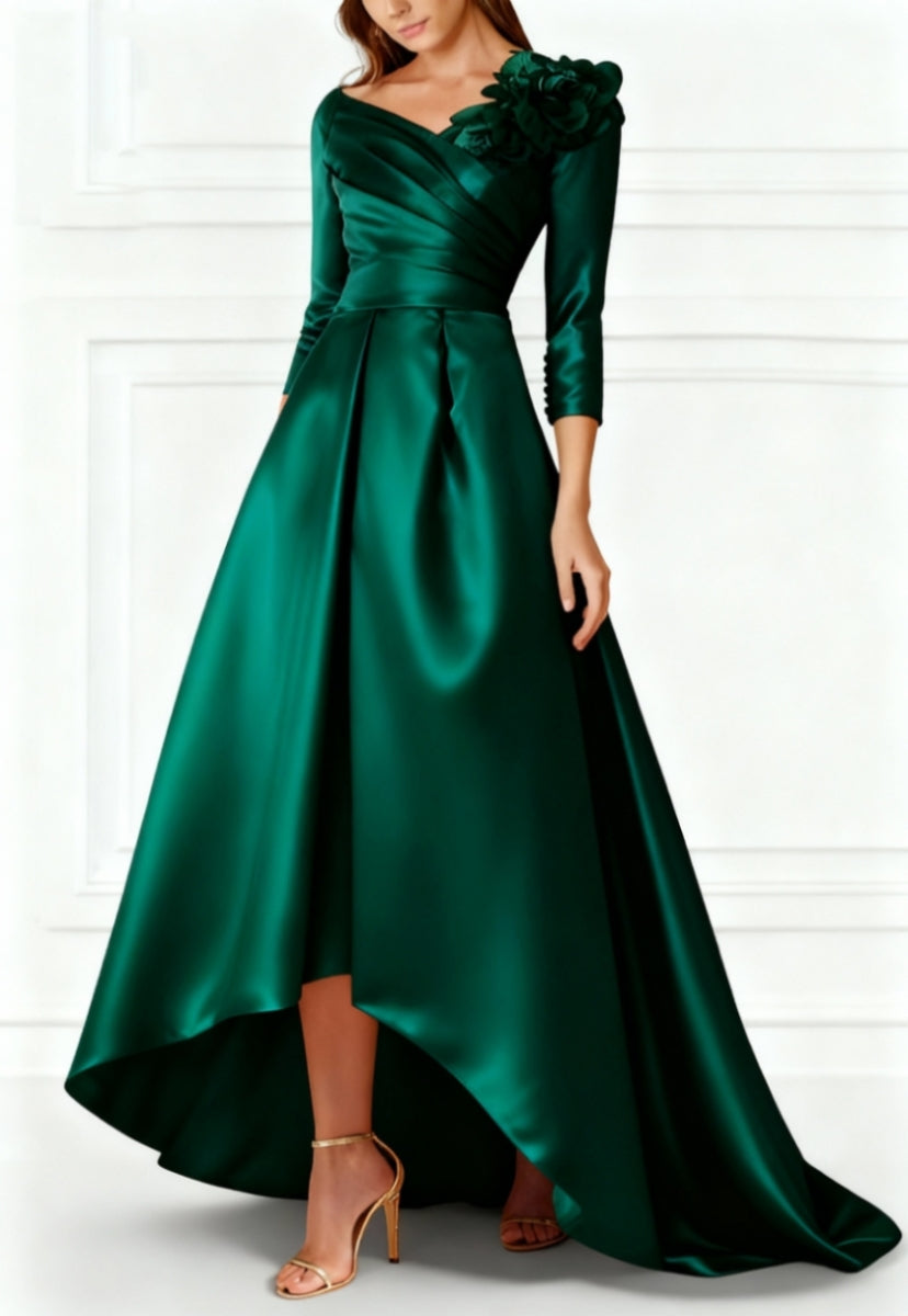 A-Line/Princess 3/4 Sleeves V-Neck Mother of the Bride Dresses Sweep Train