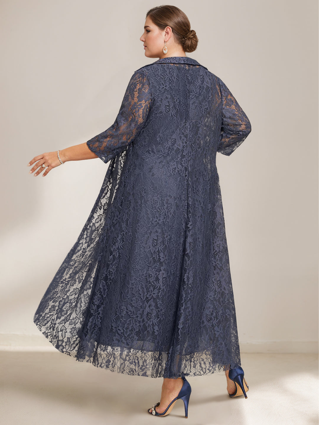 A-Line/Princess Scoop Chiffon Plus Size Mother of the Bride Dresses with Lace Wrap/Jacket