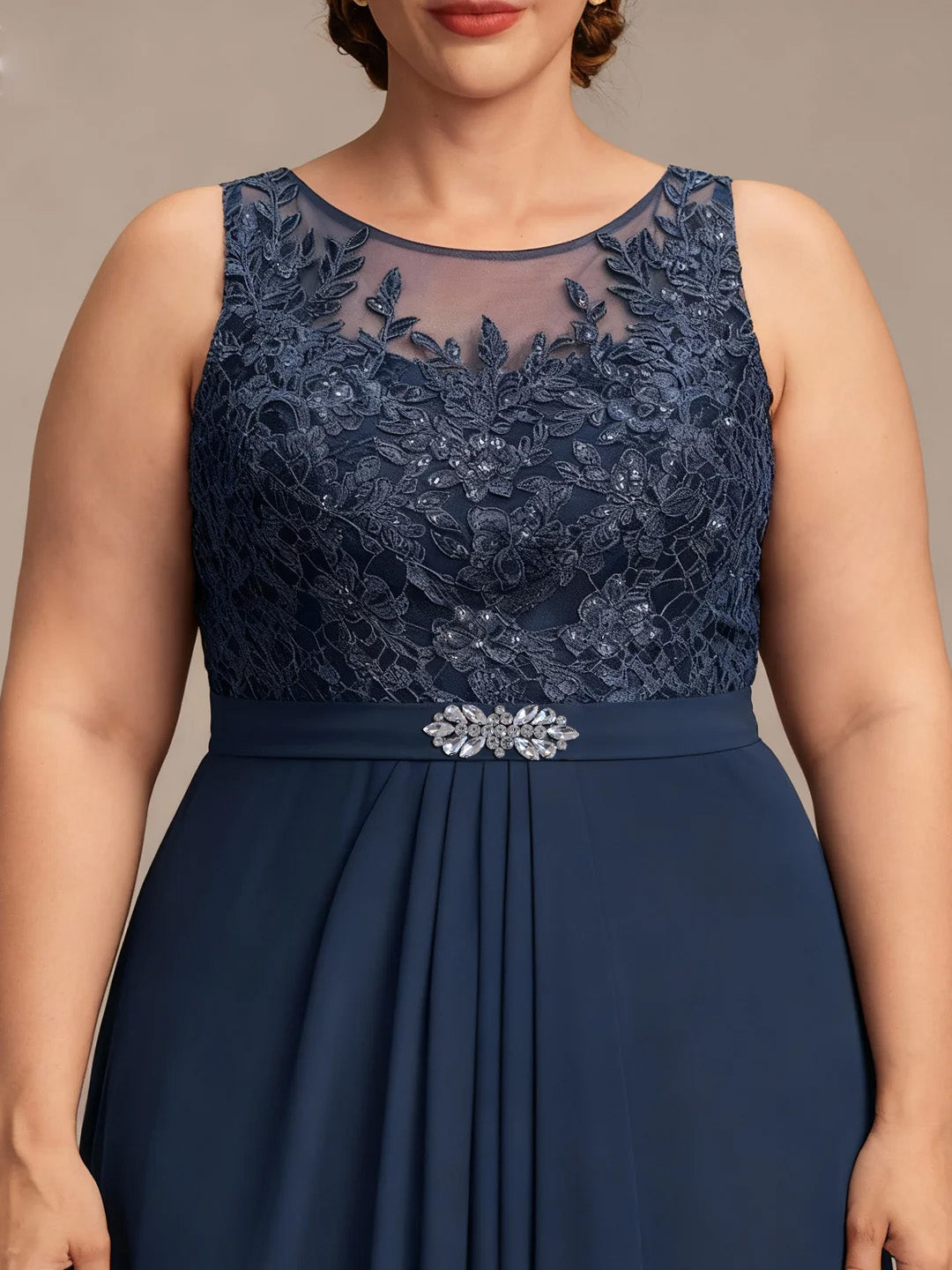 A-Line/Princess Scoop Plus Size Mother of the Bride Dresses Chiffon Lace with Wrap/Jacket