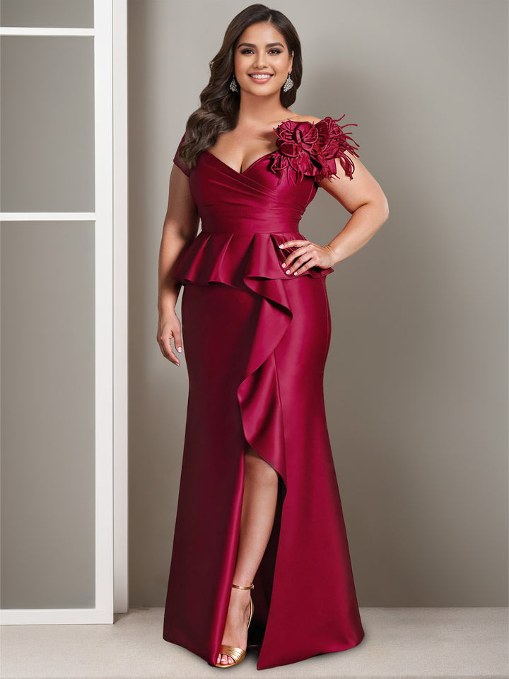 Trumpet/Mermaid Off-the-Shoulder Plus Size Mother of the Bride Dresses with Ruffles