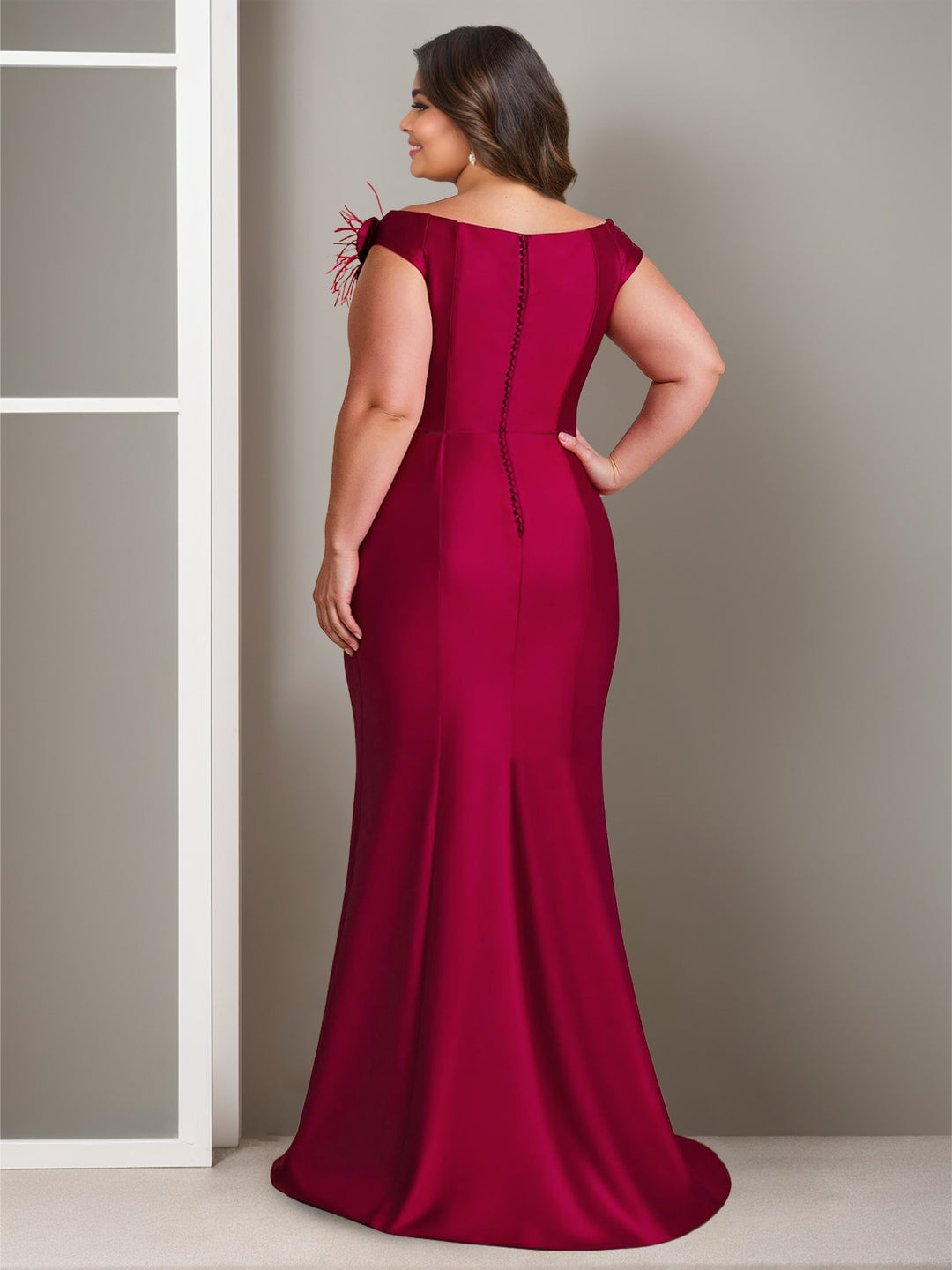 Trumpet/Mermaid Off-the-Shoulder Plus Size Mother of the Bride Dresses with Ruffles