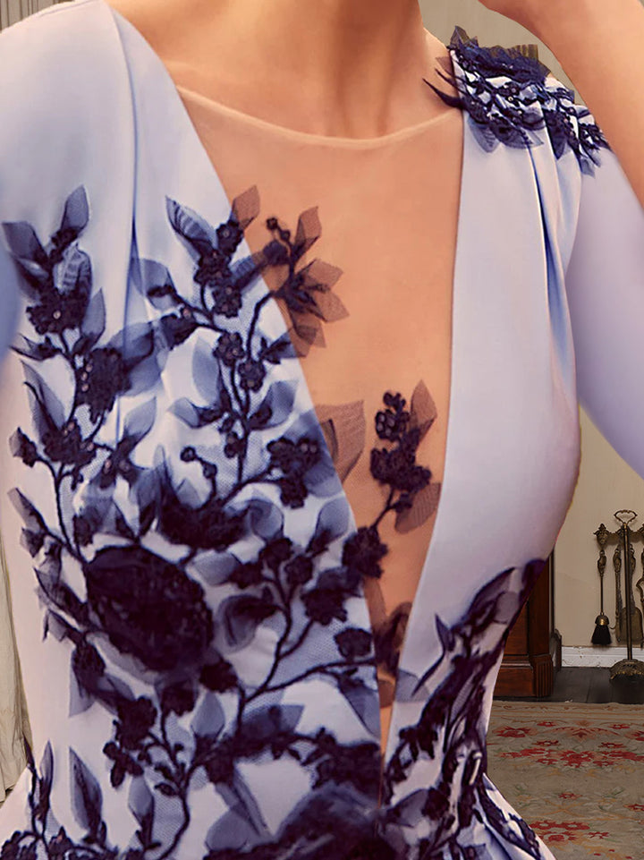 A-Line/Princess V-Neck Satin Mother of the Bride Dresses Lace Pleated 3/4 Sleeves Ankle-Length