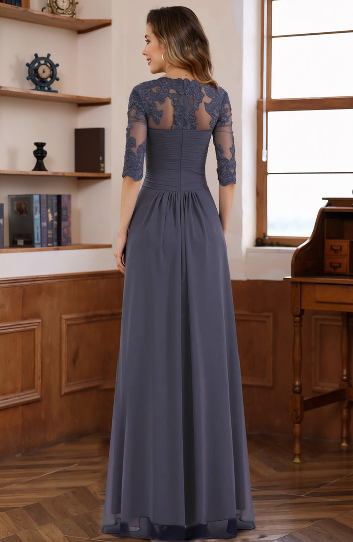 A-Line/Princess 2 Pieces Chiffon Sweetheart Mother of the Bride Dresses with Jacket Ankle-Length Long Sleeves