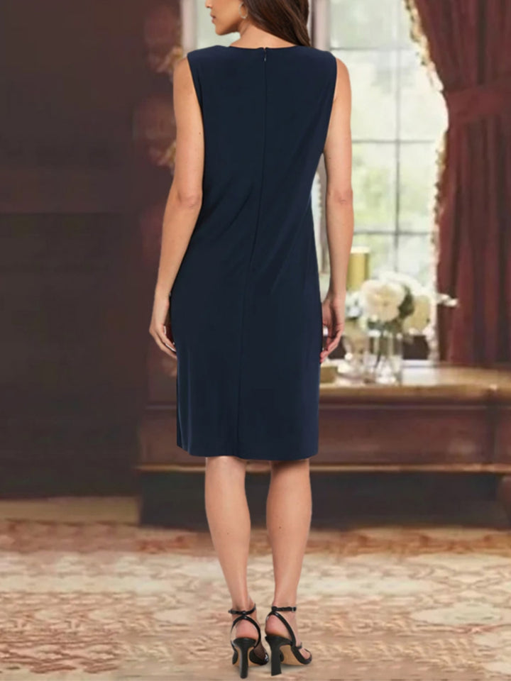 Sheath/Column Chiffon V-Neck Mother of the Bride Dresses with Sequins Jacket Knee-Length Long Sleeves