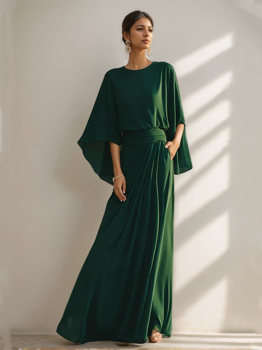 A-Line/Princess Scoop Chiffon Mother of the Bride Dresses Floor-Length with Pockets