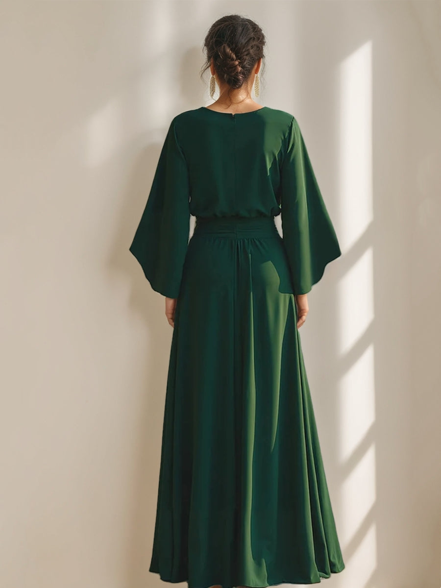 A-Line/Princess Scoop Chiffon Mother of the Bride Dresses Floor-Length with Pockets