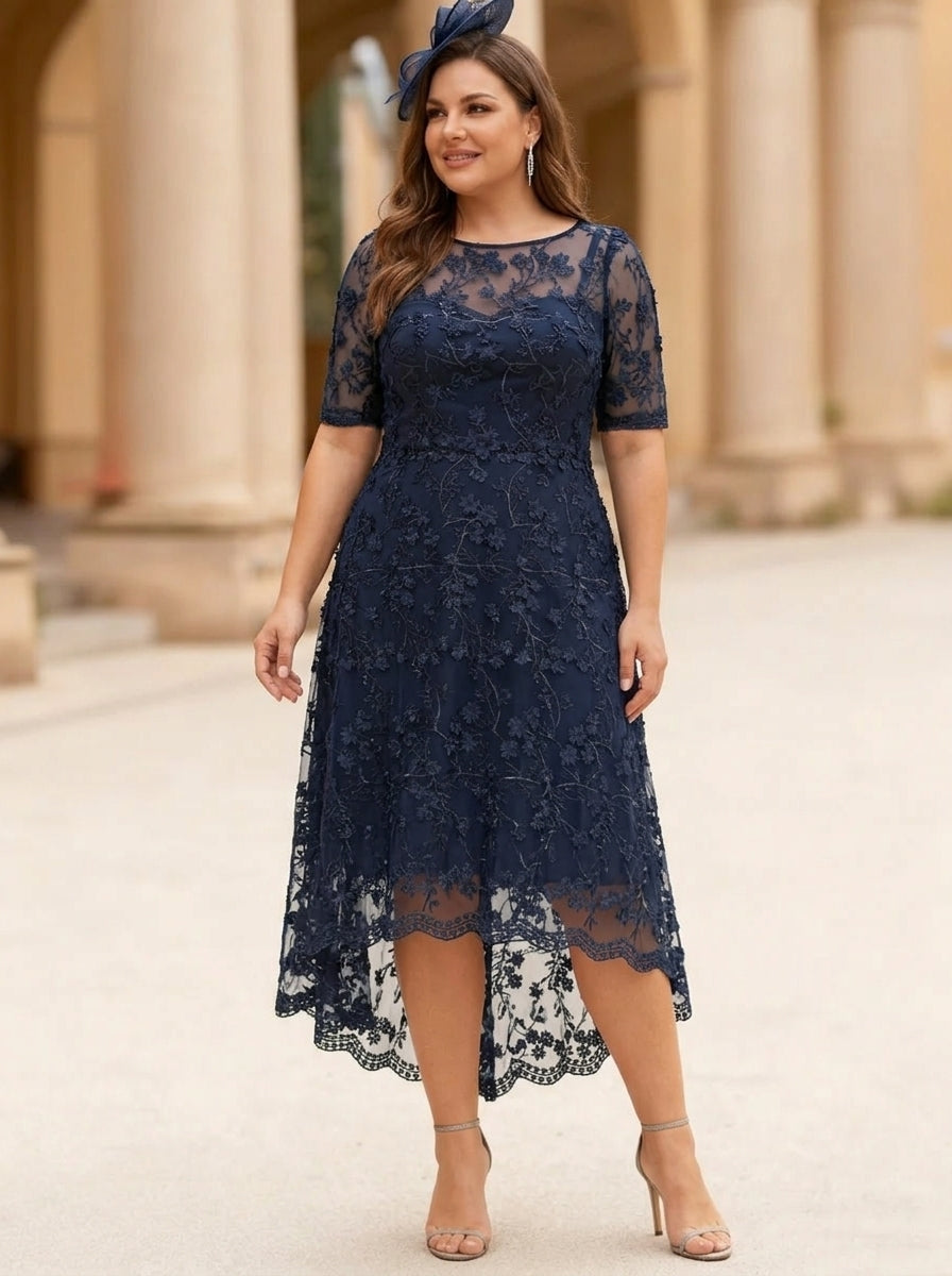 A-Line/Princess Scoop Lace Plus Size Mother of the Bride Dresses