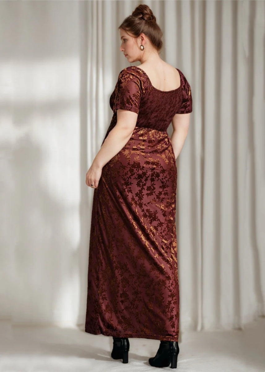 Sheath/Column Square Collar Velvet Plus Size Mother of the Bride Dresses Ruffles Short Sleeves Ankle-Length