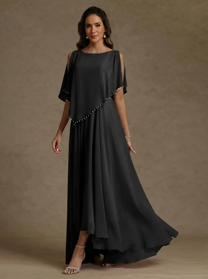 A-Line/Princess Scoop Chiffon Mother of the Bride Dresses Beading Floor-Length Pleated Sleeveless