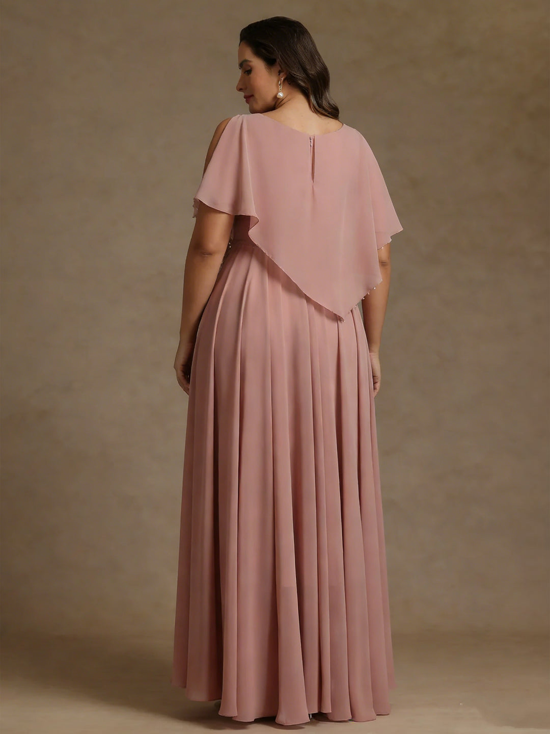 A-Line/Princess Scoop Chiffon Plus Size Mother of the Bride Dresses Beading Floor-Length Pleated Sleeveless