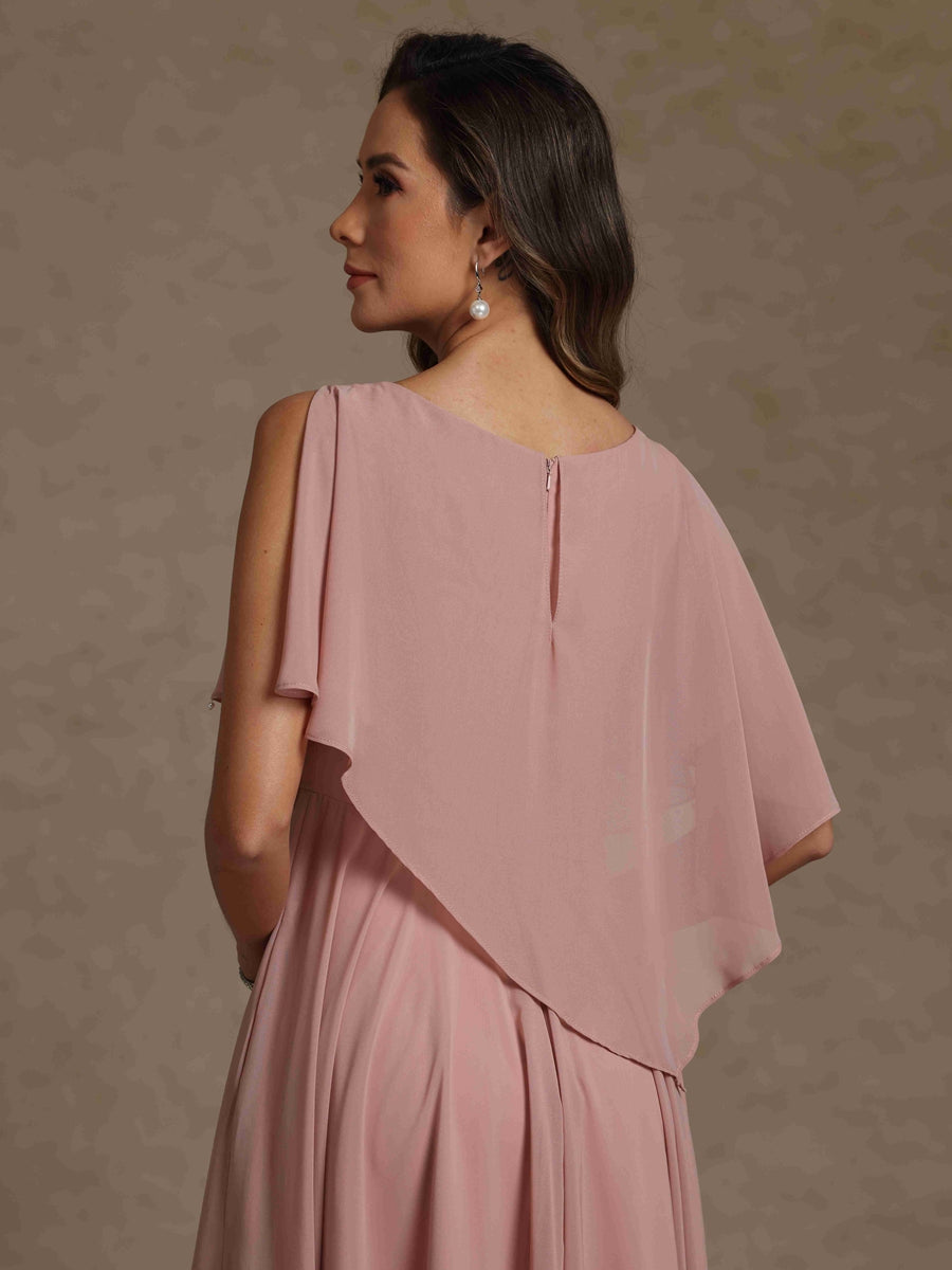 A-Line/Princess Scoop Chiffon Mother of the Bride Dresses Beading Floor-Length Pleated Sleeveless