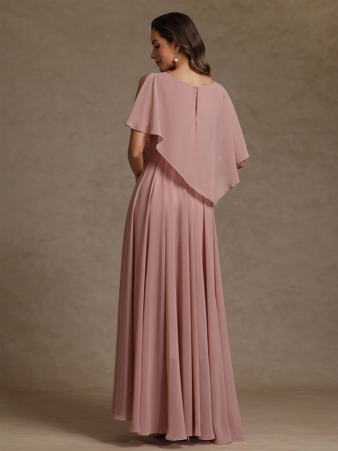 A-Line/Princess Scoop Chiffon Mother of the Bride Dresses Beading Floor-Length Pleated Sleeveless