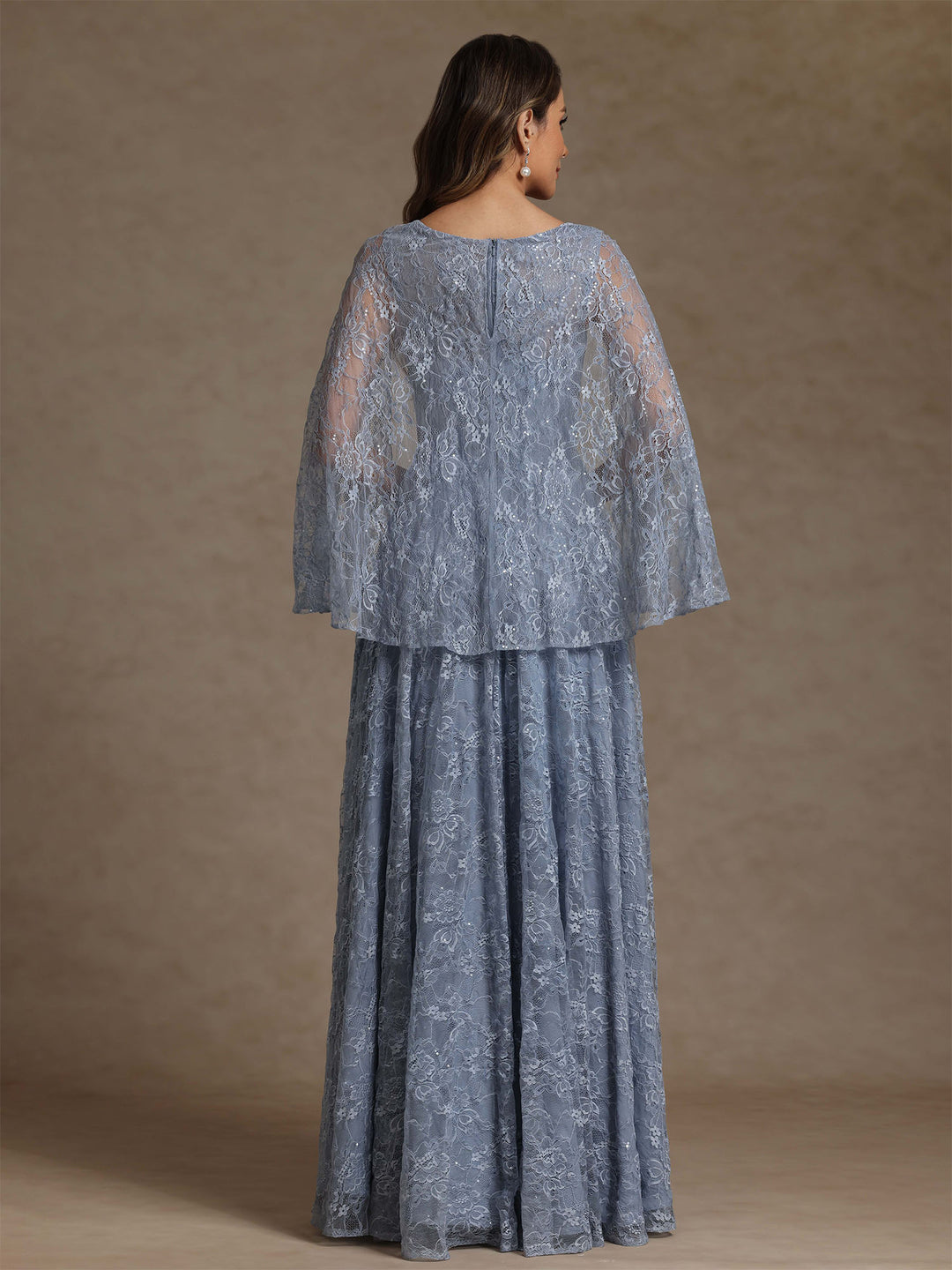 A-Line/Princess V-Neck Chiffon Mother of the Bride Dresses Lace Floor-Length Cape Sleeves Floral