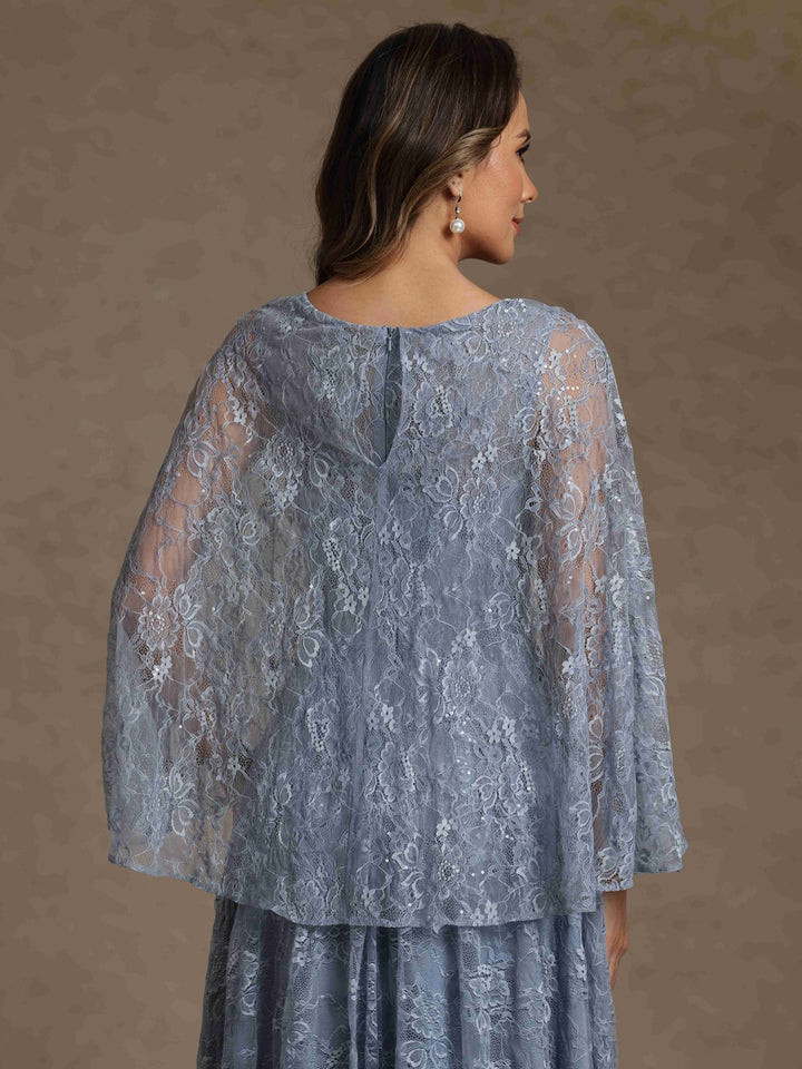 A-Line/Princess V-Neck Chiffon Mother of the Bride Dresses Lace Floor-Length Cape Sleeves Floral